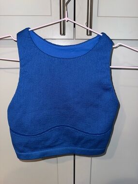 Aerie OFFLINE Blue Textured Sports Bra Crop Top |Small|Racerback Seamless EUC